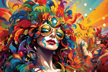 Poster de jardin Carnaval Carnival Vibrant and colorful spirit of carnival celebrations,Generated with AI