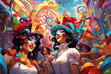 Foto auf Alu-Dibond Karneval Carnival Vibrant and colorful spirit of carnival celebrations,Generated with AI
