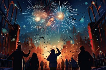 Fototapeta na wymiar New Year Day Celebratory the transition new year, fireworks,Generated with AI