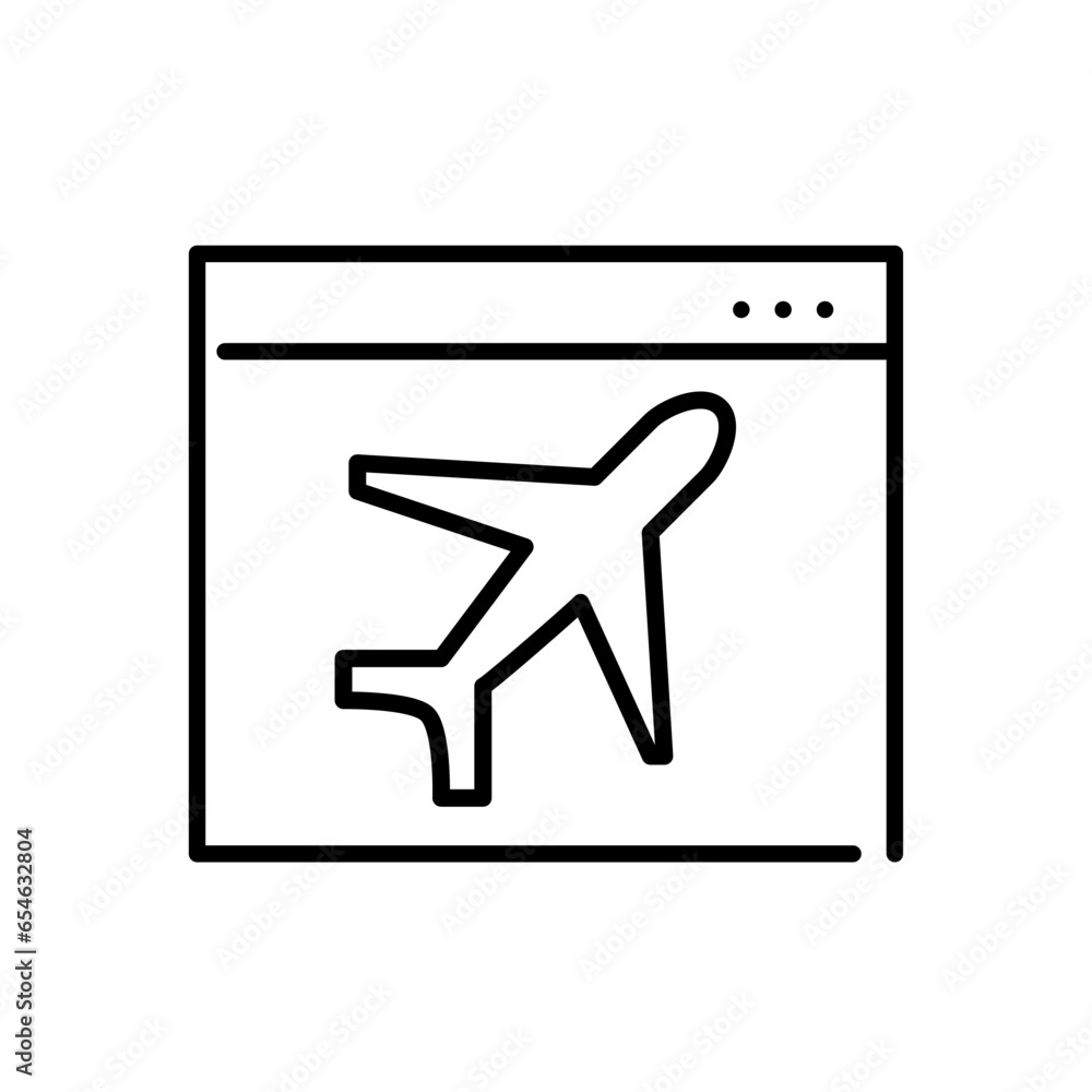Aufkleber roaming internet mode. airplane in a web browser. pixel perfect, editable stroke icon