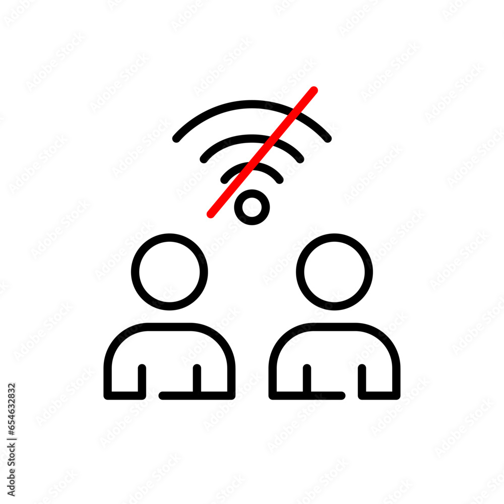 Poster two users having no wifi connection. pixel perfect, editable stroke icon