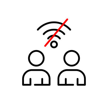 Two users having no wifi connection. Pixel perfect, editable stroke icon