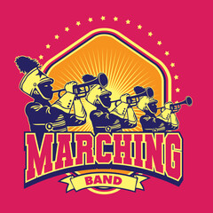 Marching Band Emblem Logo Style Vector Illustration