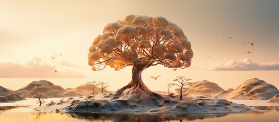 Using a the concept of therapy for Alzheimers and dementia is shown metaphorically as old trees recovering - obrazy, fototapety, plakaty