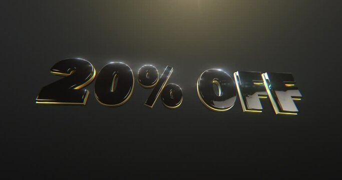 20% Off Title in a 3D animation