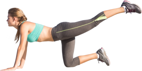 Digital png photo of caucasian sportswoman exercising on transparent background