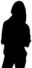 Digital png illustration of silhouette of businesswoman on transparent background