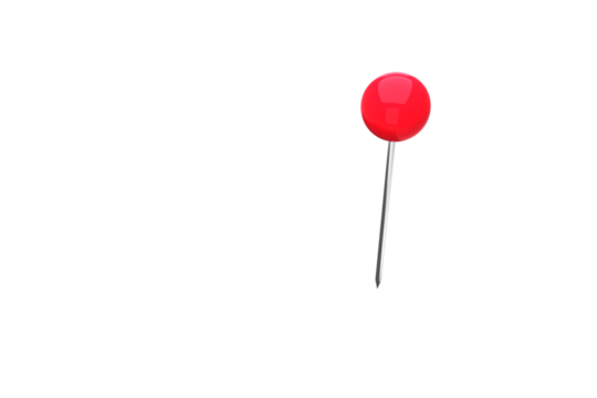 Digital png illustration of red pin on transparent background - Powered by Adobe