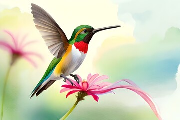 Fototapeta premium hummingbird on flower