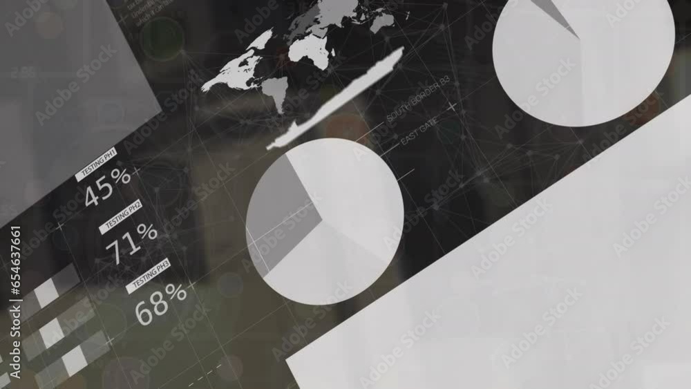 Poster animation of infographic interface over abstract background