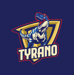 Vector illustration of trex mascot logo template for sport team and gaming team © harrisaputra