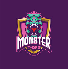 Vector illustration of trex mascot logo template for sport team and gaming team