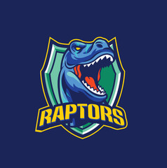 Vector illustration of Raptors dinosaur mascot logo template for sport team and gaming team © harrisaputra