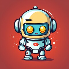 Fototapeta premium Cute robot mascot logo, AI generated Image