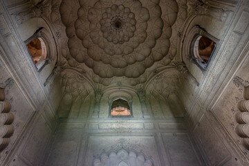 Ceiling art at the tomb chamber of Safdarjung's Tomb in New Delhi, India