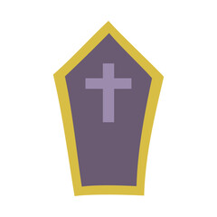 Obraz premium 十字架の描かれた棺。フラットなベクターイラスト。 Coffin with cross. Flat designed vector illustration.