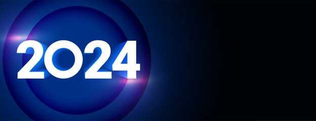 3d style 2024 text new year holiday banner with light effect
