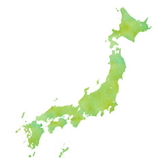 水彩風の日本地図のイラスト