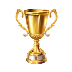 Fototapeta na wymiar Golden trophy cup isolated on transparent background
