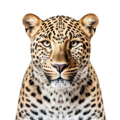 Leopard face shot isolated on transparent background