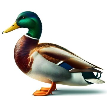 Mallard duck isolated on white background