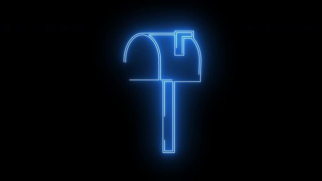 Mailbox logo animation with neon glowing lines