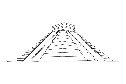 Chichen itza front view. World Miracle minimalist concept. Building, tower, house category off world miracle, urban landscape. Vector illustration in trendy flat style isolated on white background