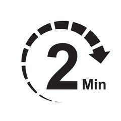 2 minute timer clock icon vector illustration eps - obrazy, fototapety, plakaty