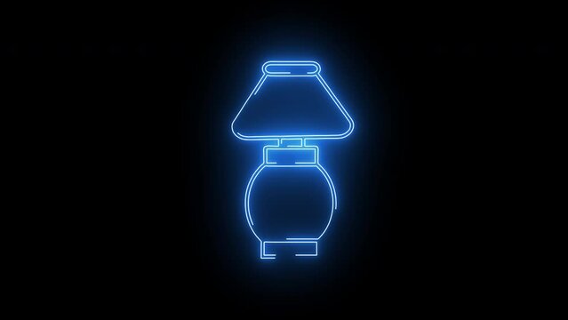 animated table lamp logo with neon glowing lines