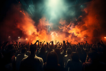 Fototapeta na wymiar crowd of people dancing at concert 