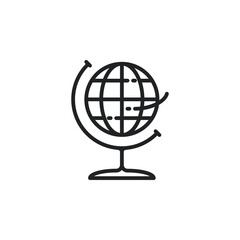 Globe outline icon. Vector illustration. Isolated icon is suitable for web, infographics, interfaces, and apps.