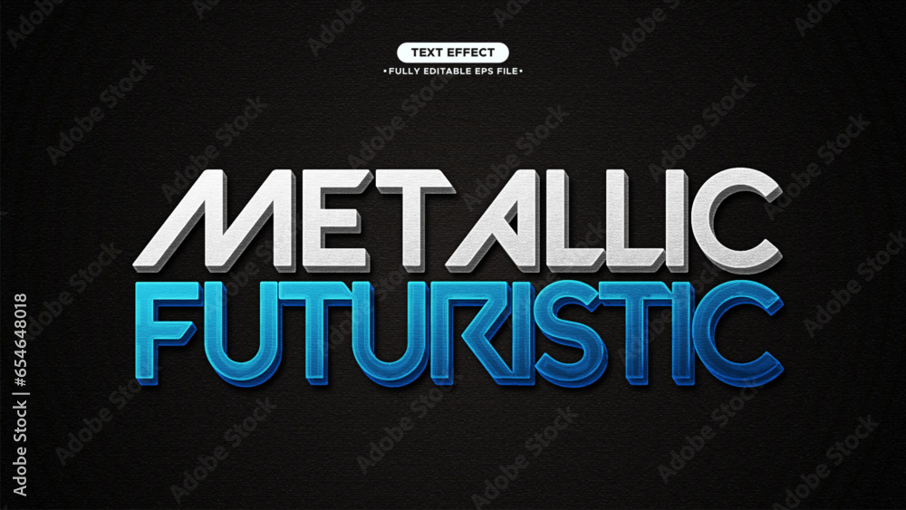Poster metallic and futuristic vector text effect with texture. font and text can be change