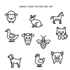 Fototapeta premium Farm Animals (Doodle and Kid-Friendly)Cow, Chicken, Pig, Sheep, Horse, Rabbit, Duck, Dog, Cat