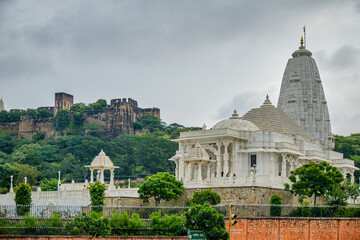 Fototapeta na wymiar Birla Mandir (Laxmi Narayan Temple) Hindu temple in Jaipur, Rajasthan, India