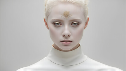 concept of fashion art of the future, portrait of an albino girl - obrazy, fototapety, plakaty