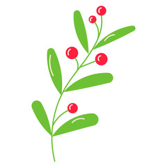 christmas holiday branch berries green plant icon