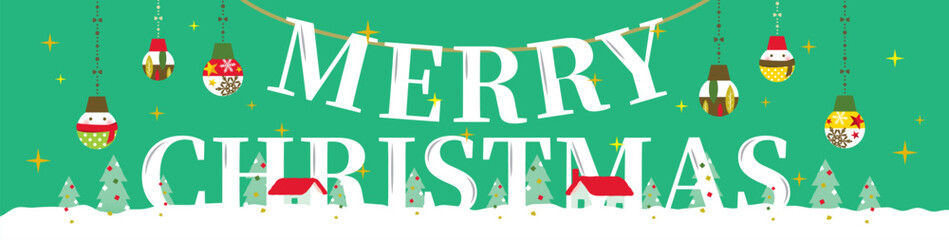 クリスマスの英字をあしらった雪景色のクリスマスフレーム