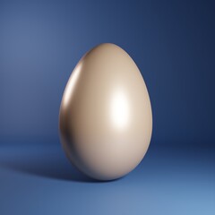 golden egg on blue background , 3d rendering