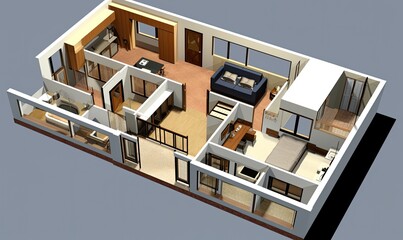 Photo of a floor plan of a house with a living room and bedroom