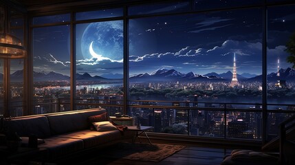 urban skylines, digital art illustration, Generative AI