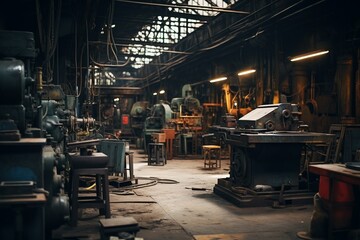 Fototapeta na wymiar Generative AI : The interior of the metalworking shop. The interior of the metalworking shop. Modern industrial enterprise.