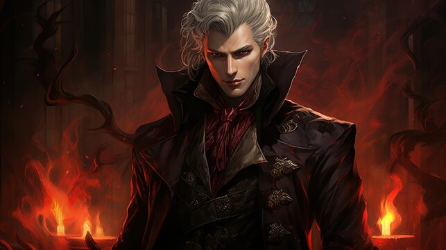 vampire lord, digital art illustration, Generative AI