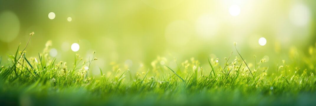 Panoramic fresh spring grass background