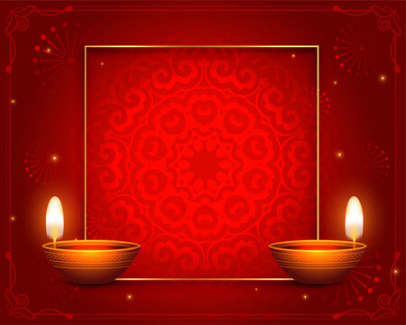 traditional shubh diwali red background with image or text space