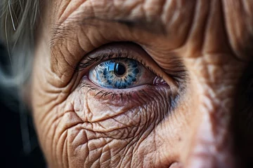 Foto op Canvas Generative AI : Close up portrait of senior woman with blue eye's looking at the camera. © The Little Hut