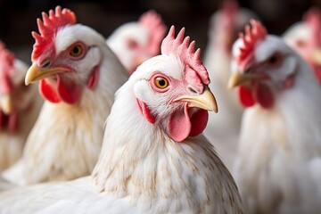 Generative AI : Close up portrait of bantam chickens, poultry