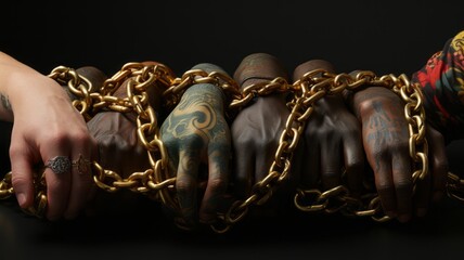 equal rights to all humanity, equal opportunity, human rights liberation from chains - obrazy, fototapety, plakaty