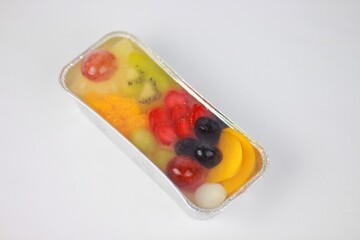 Fruity Milk Pudding, sweet vanilla silk pudding dessert with fruit topping