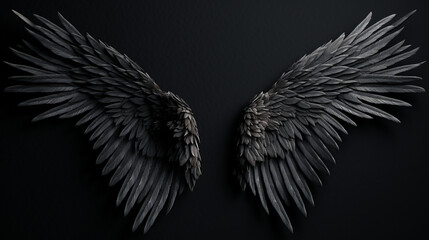 angel wings on black background - obrazy, fototapety, plakaty