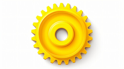 Yellow gear wheel isolated on white background
